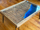Handcrafted City Map Coffee Table - 100% Made in the USA. Choose your own city!