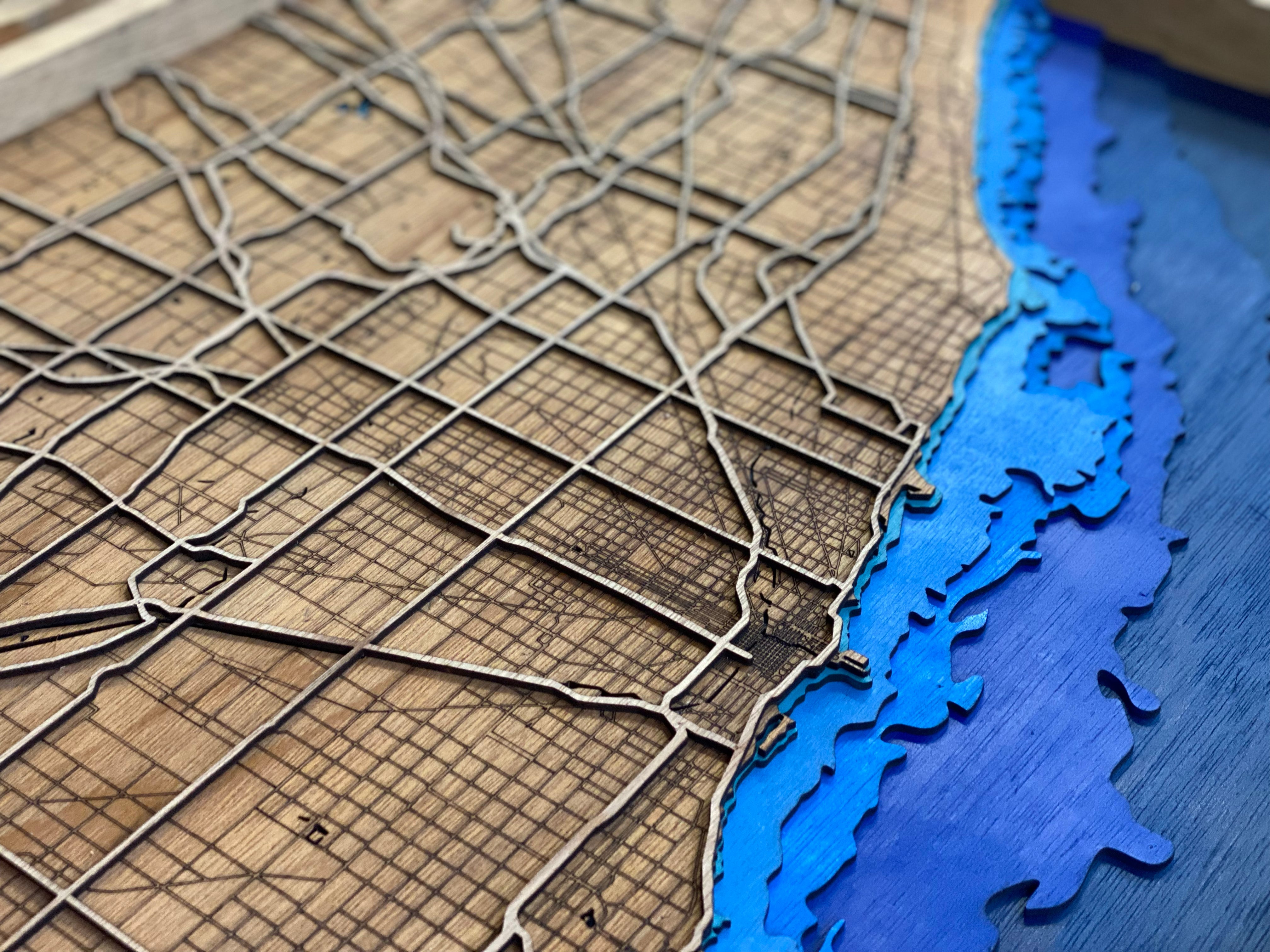 New York City Map Coffee Table - 24x24