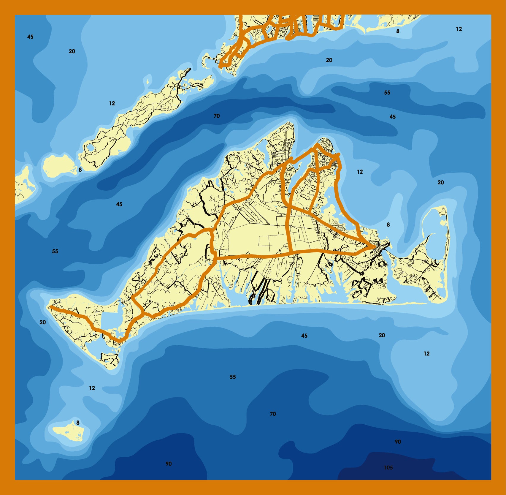 Martha's Vineyard Map Coffee Table - 24x24