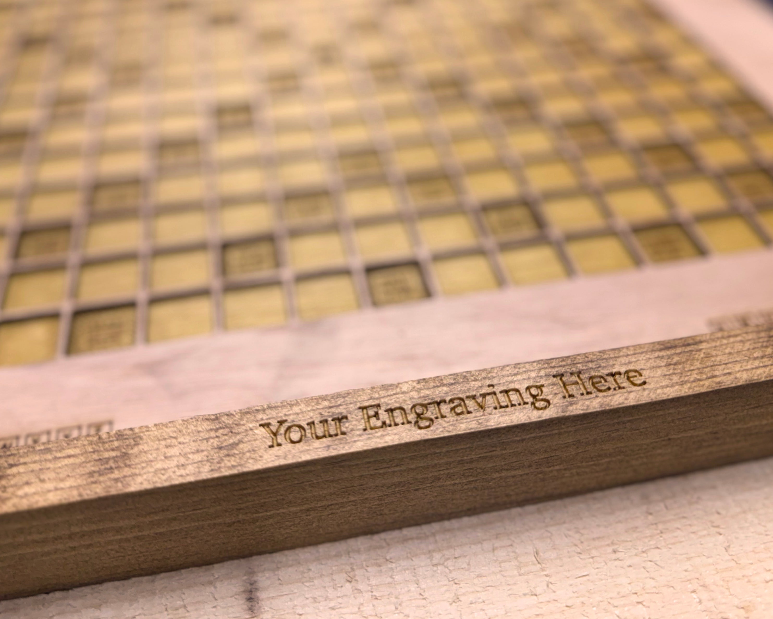 Rustic Wooden Scrabble Board with Rotating Lazy Susan - letter