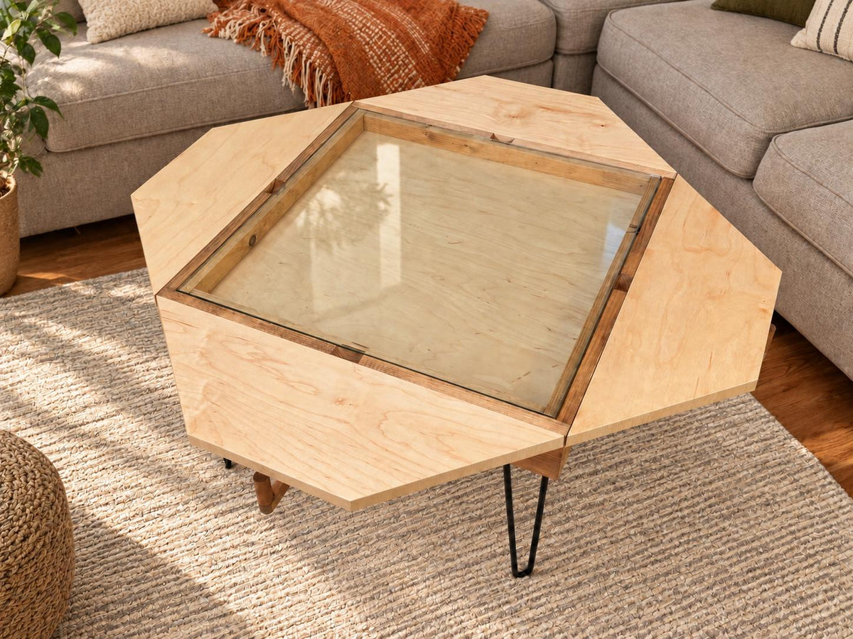 Folding Mahjong Game Table with removable glass top. Perfect for poker, blackjack, dominoes and more.