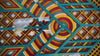 Turquoise, Yellow and Maroon Boho Open-bottom 24x36" Coffee Table with glass top and solid wood frame - 100% Made in the USA