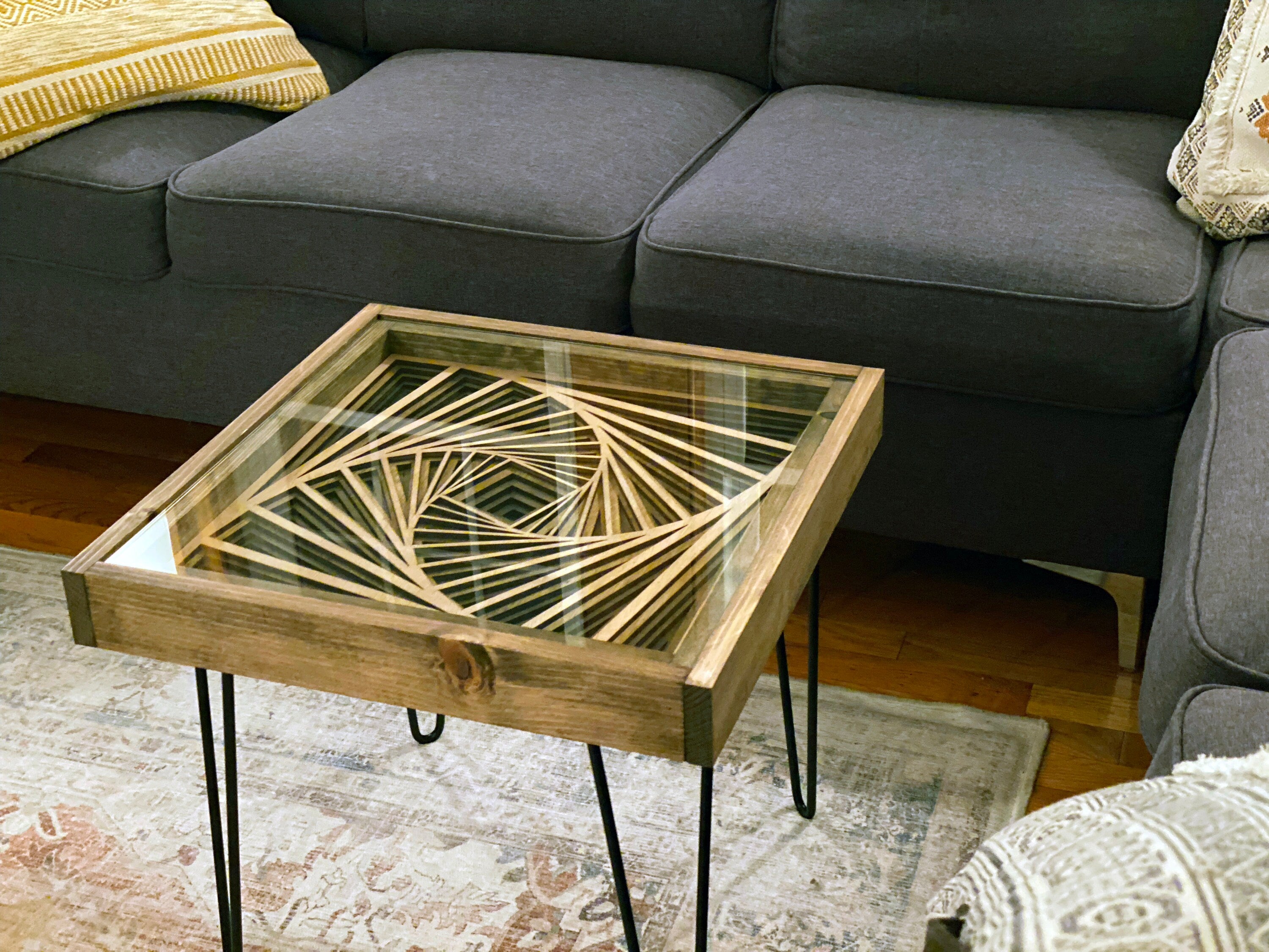 Rustic Puzzle Coffee Table With Removable Glass Top Includes 2 Hidden  Drawers 24x36. 100% Made in the USA 