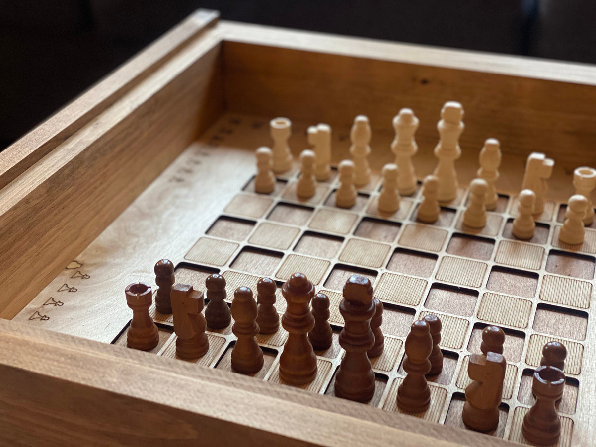 Rustic Chess and Checkers Table with removable glass top - chess and c ...