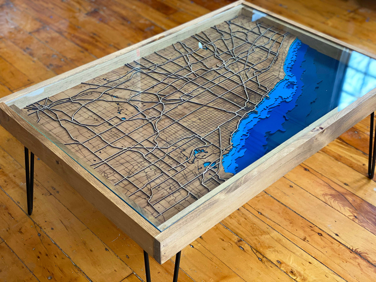 Handcrafted City Map Coffee Table - customize your own city – Charles ...